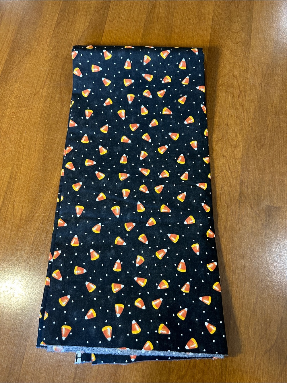 Longaberger Black Candy Corn Print Fabric 60” x 36”